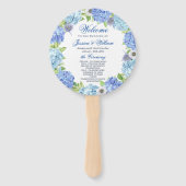 Blauw Hydrangea groen bloemenbruiloft programma Handwaaier (Voorkant)