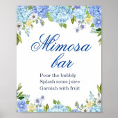 Blauw Hydrangea Groene Mimosa Bar Bord Poster (Voorkant)