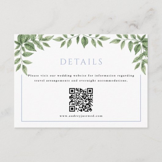 Blauw Hydrangea Horizontaal Detail met QR Code Informatiekaartje (Voorkant)