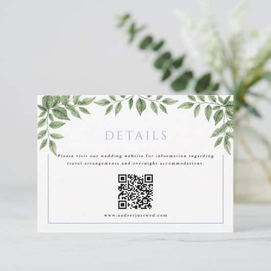 Blauw Hydrangea Horizontaal Detail met QR Code Informatiekaartje (Staand voorkant)