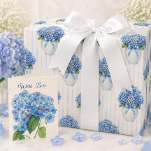 Blauw Hydrangea Inpakpapier Elegant Bloemengeschen