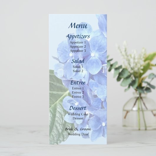 Blauw Hydrangea Menu (Staand voorkant)