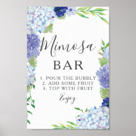 Blauw Hydrangea Mimosa Bar Bord Poster