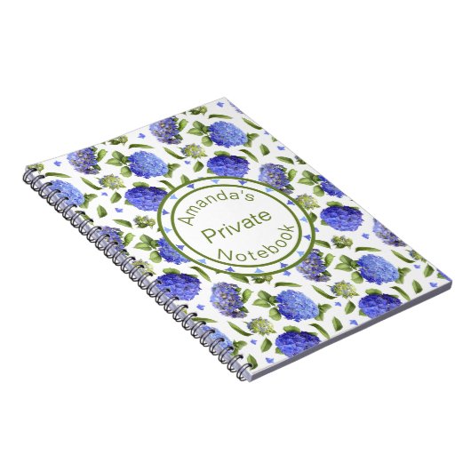 Blauw Hydrangea Patroon Notitieboek (Rechterzijde)