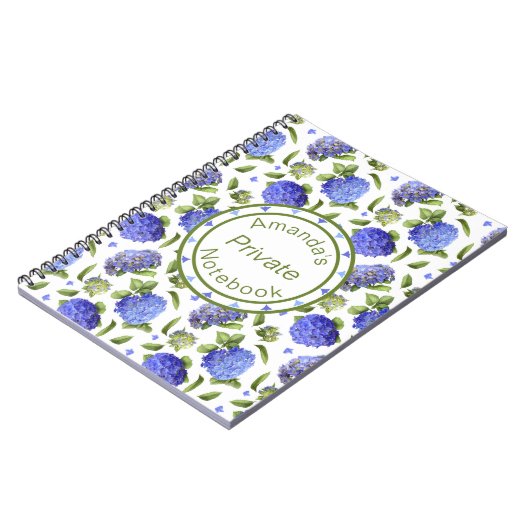 Blauw Hydrangea Patroon Notitieboek (Linkerzijde)
