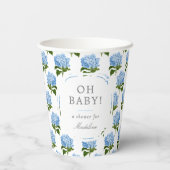 Blauw Hydrangea Patroon Oh Baby Jongen Douche Papieren Bekers (Achterkant)