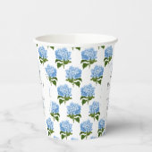 Blauw Hydrangea Patroon Oh Baby Jongen Douche Papieren Bekers (Links)