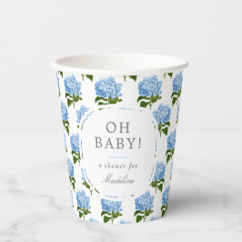 Blauw Hydrangea Patroon Oh Baby Jongen Douche Papieren Bekers