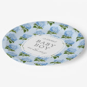 Blauw Hydrangea Patroon Sweet Baby Boy Papieren Bordje (Gekanteld)