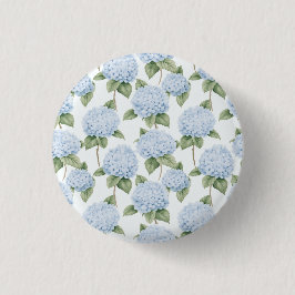 Blauw Hydrangea Patroon Waterverf Bloem Botanisch Ronde Button 3,2 Cm