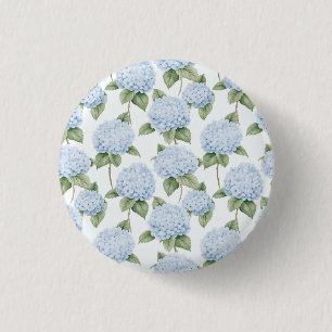 Blauw Hydrangea Patroon Waterverf Bloem Botanisch Ronde Button 3,2 Cm