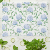 Blauw Hydrangea Patroon Waterverf Bloem Botanisch Theedoek (Gevouwen)