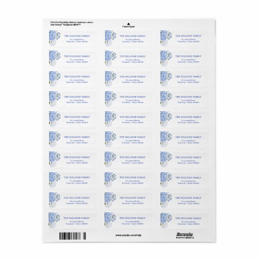 Blauw hydrangea retouradreslabel etiket (Full Sheet)