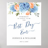 Blauw Hydrangea Roze Blush Rozen REHEARSAL DINER Poster (Voorkant)