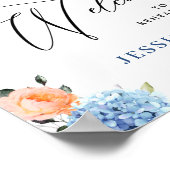 Blauw Hydrangea Roze Blush Rozen REHEARSAL DINER Poster (Hoek)