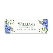 Blauw Hydrangea Verlovingsfeest Retouradres Etiket (Voorkant)