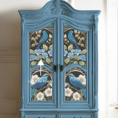 Blauw Hydrangea Vogel Art Nouveau Ephemera Tissuepapier