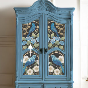 Blauw Hydrangea Vogel Art Nouveau Ephemera Tissuepapier