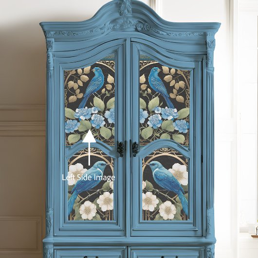  Blauw Hydrangea Vogel Art Nouveau Ephemera Tissuepapier