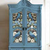  Blauw Hydrangea Vogel Art Nouveau Ephemera Tissuepapier