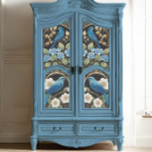  Blauw Hydrangea Vogel Art Nouveau Ephemera Tissuepapier