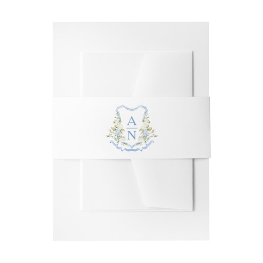 Blauw Hydrangea Wapen Initialen Uitnodigingen Wikkel (Voorkant Voorbeeld)