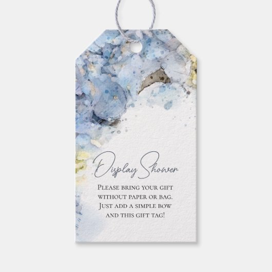 Blauw Hydrangea Watercolor Weergave Bruidsfeest  Cadeaulabel (Voorkant)