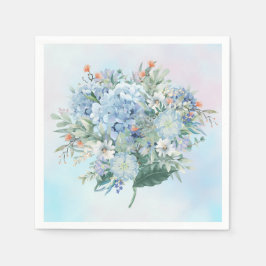 Blauw Hydrangea Waterverf Papier Servet