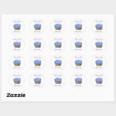 Blauw Hydrangeabloem Boeket Monogram Trouwgunst Ronde Sticker (Vel)