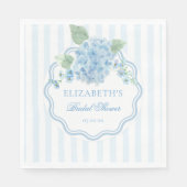 Blauw Hydrangeabloem Elegante Golf Streep Vintage Servet (Voorkant)