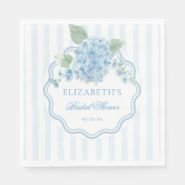 Blauw Hydrangeabloem Elegante Golf Streep Vintage Servet
