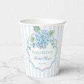Blauw Hydrangeabloem Elegante Streep Golf Papieren Bekers (Achterkant)