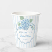 Blauw Hydrangeabloem Elegante Streep Golf Papieren Bekers (Voorkant)