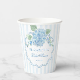 Blauw Hydrangeabloem Elegante Streep Golf Papieren Bekers