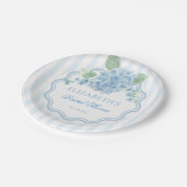 Blauw Hydrangeabloem Elegante Streep Golf Papieren Bordje (Gekanteld)