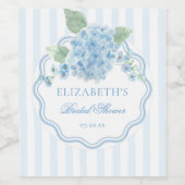 Blauw Hydrangeabloem Elegante Streep Golf Wijn Etiket (Enkel label)