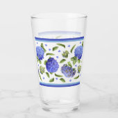 Blauw Hydrangeas BorderPatroon Glas (Achterkant)