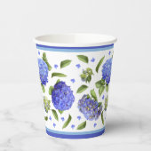 Blauw Hydrangeas Botanische Kunst Patroon Papieren Bekers (Links)