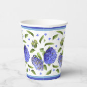 Blauw Hydrangeas Botanische Kunst Patroon Papieren Bekers (Rechts)