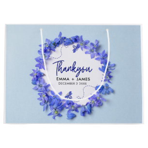  Blauw Hydrangeas Script bruiloft Dank u Groot Cadeauzakje