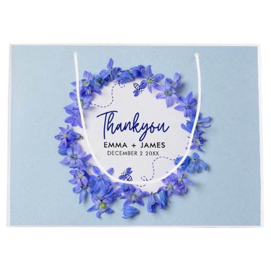  Blauw Hydrangeas Script bruiloft Dank u Groot Cadeauzakje (Voorkant)
