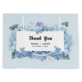 Blauw Hydrangeas Script bruiloft Dank u Groot Cadeauzakje (Voorkant)