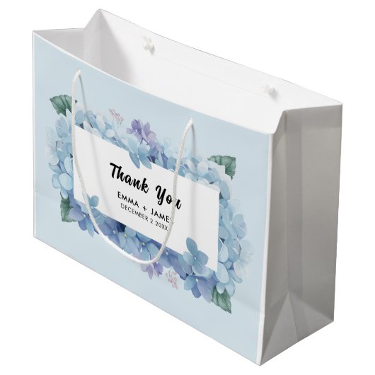  Blauw Hydrangeas Script bruiloft Dank u Groot Cadeauzakje (Voorkant Gekanteld)