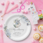 Blauw Hydrangeas theepartij baby shower Papieren Bordje (Feest)