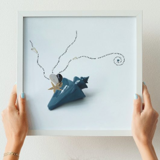 Blauw hygge strand decor oceaan thema gedicht kust poster