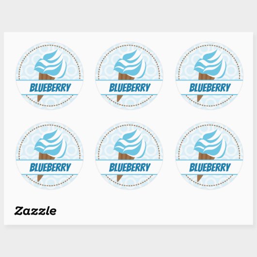 Blauw Ice Cream Circle Label (Vel)