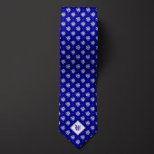Blauw iconisch draak monogram stropdas