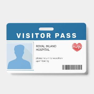 Blauw   ID-badge voor ziekenhuisbezoekers Badge