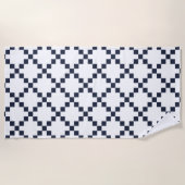 Blauw Ierse Trouwketting Quilt Patroon Strandlaken (Voorkant)