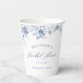 Blauw iets bloemig bruidsdouche papieren bekers (Achterkant)
